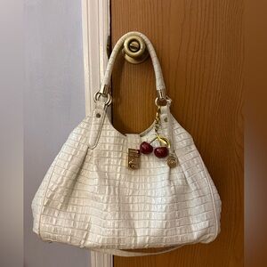 Rare Brahmin Elisa Hobo Bag in White Croc Embossed Melbourne Leather